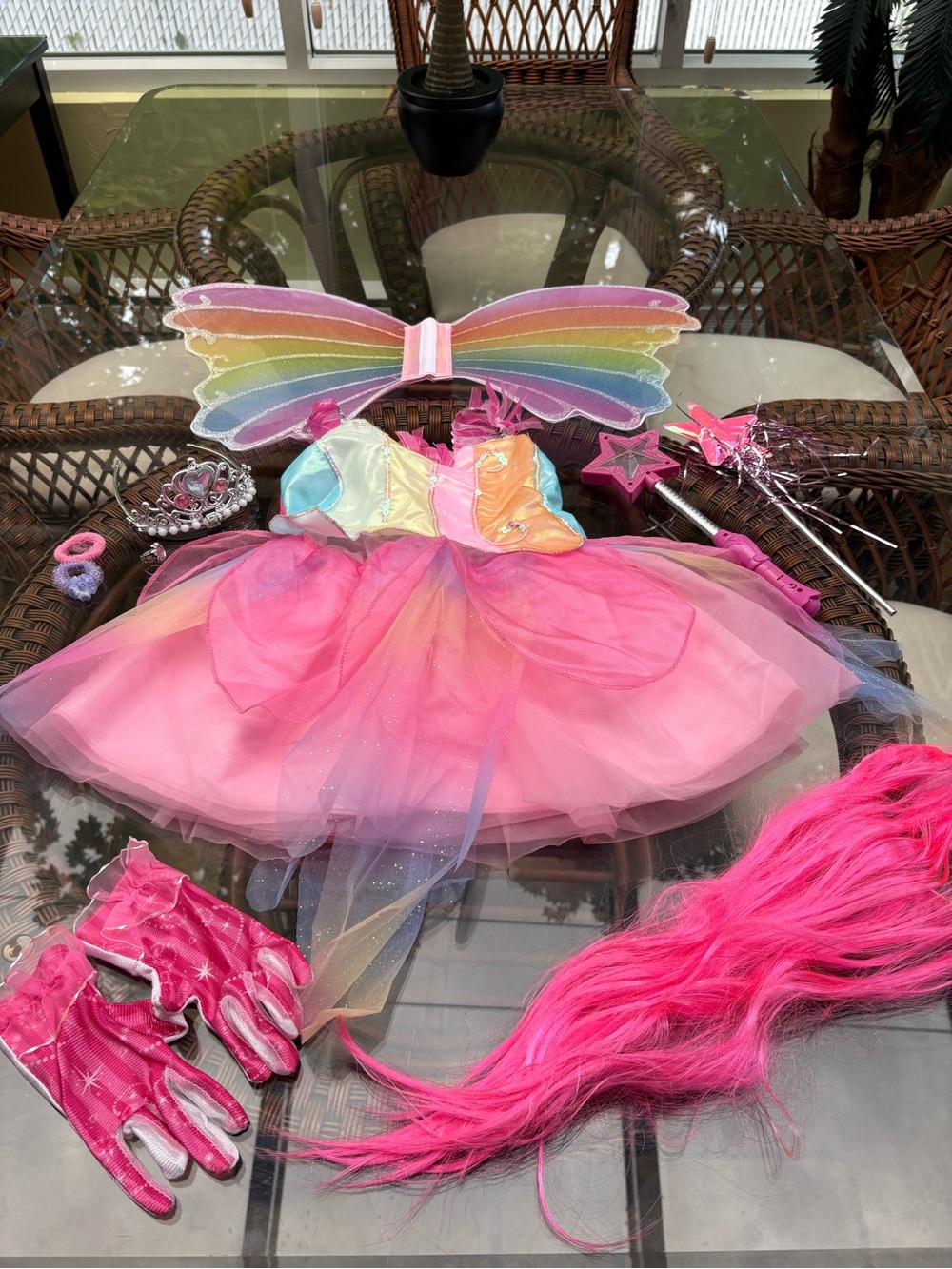 Pink Rainbow Fairy Costume Set for Kids - Dress, Wings & Accessories - 3 yo